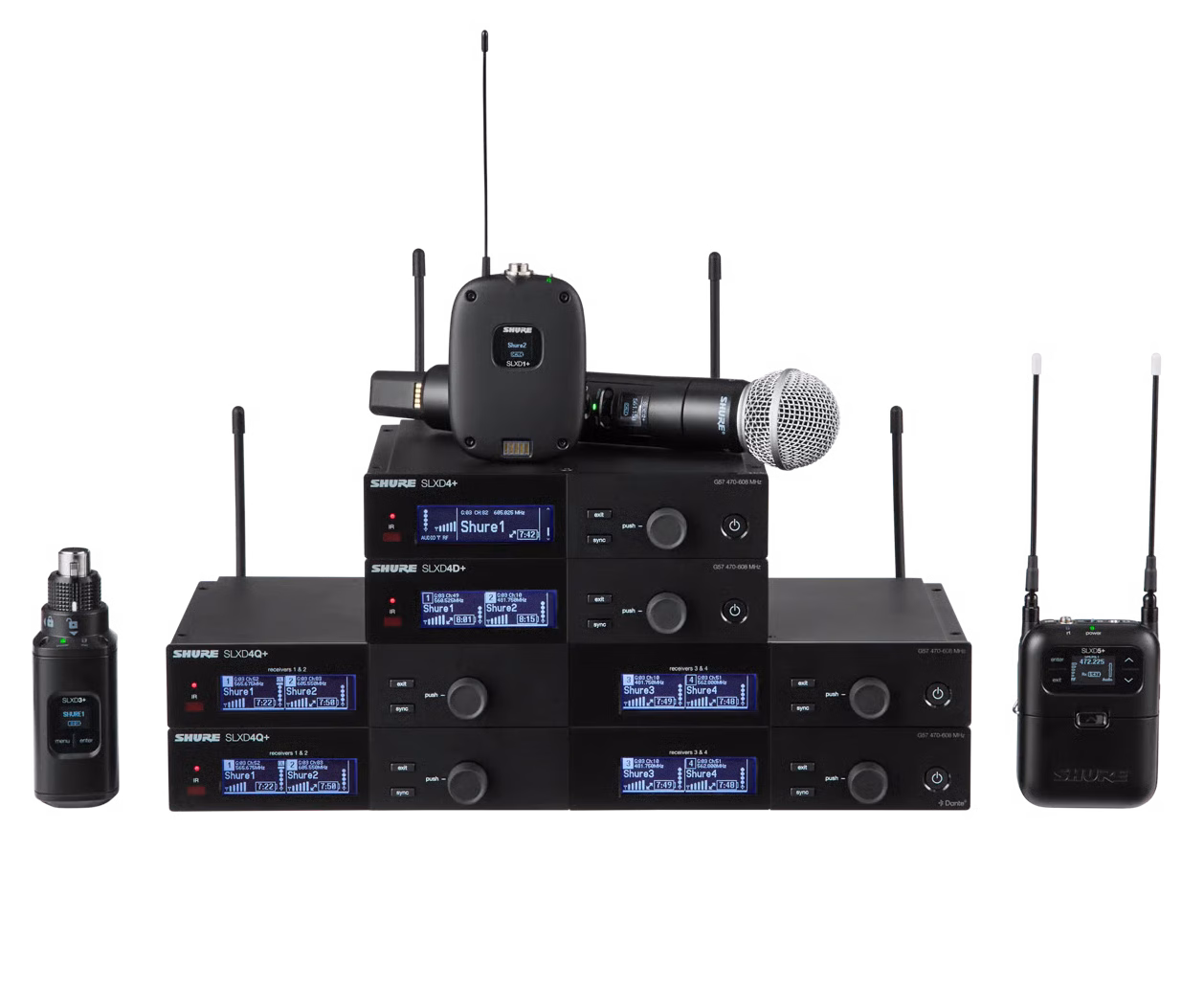 Shure SLXD draadloos microfoonsysteem met meerdere ontvangers handmicrofoon en bodypack zenders