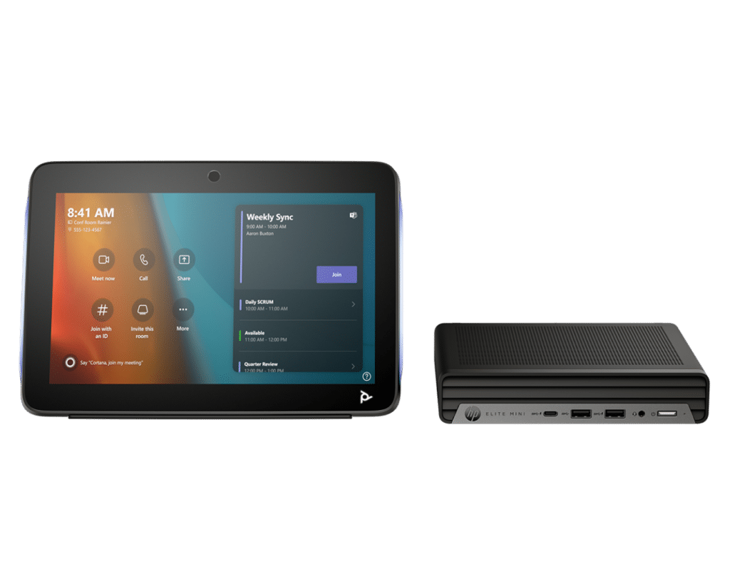 HP Poly TC9 plus touchcontroller met HP Elite Mini compute unit