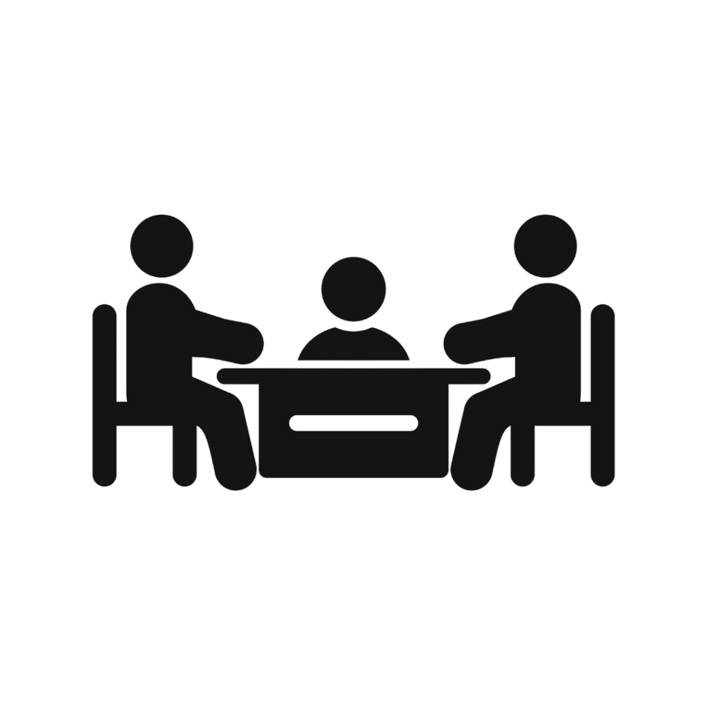 Icoon van 3 personen aan tafel