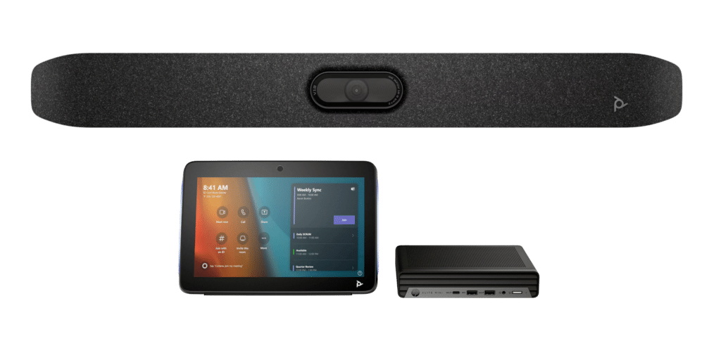 HP Poly V12 videobar met TC9 plus touchcontroller en Elite Mini compute unit