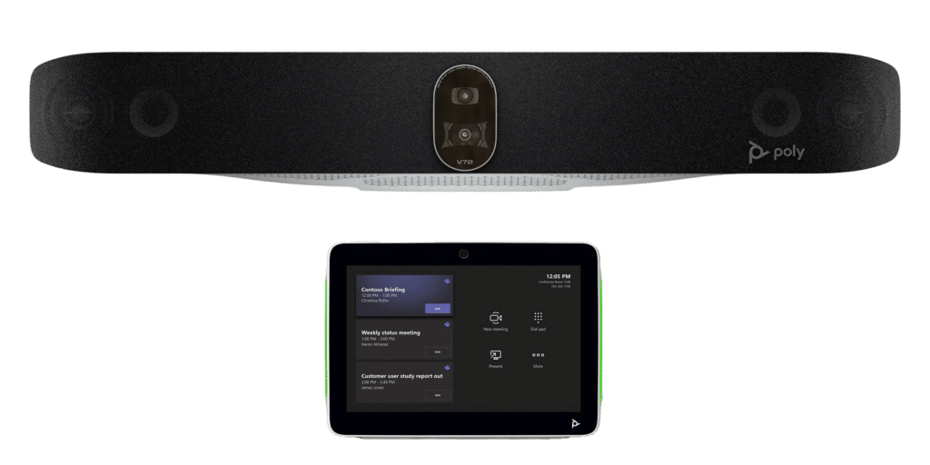 HP Poly X72 videobar met TC10 touchcontroller met Teams interface