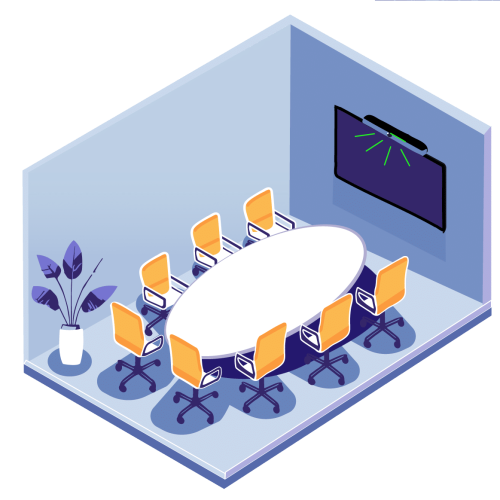 Een illustratie van een meeting room, voor onder andere videovergaderen